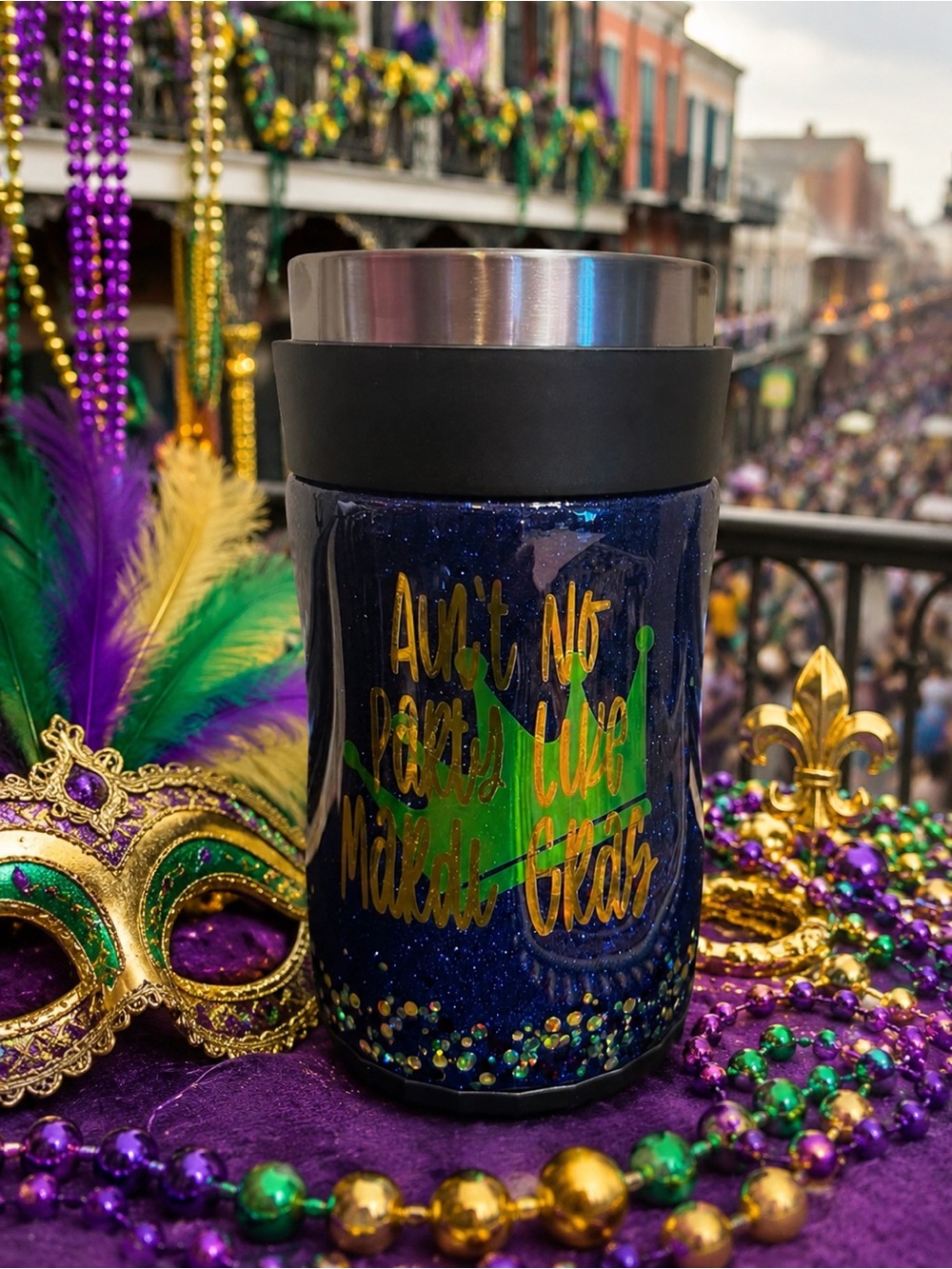 NIB HOGG Mardi Gras 12oz Insulated Tumbler